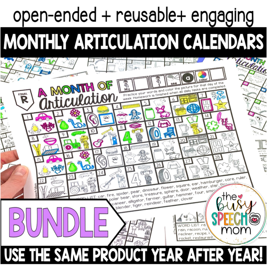 Homework Calendars for Speech Therapy BUNDLE Reusable NO PREP